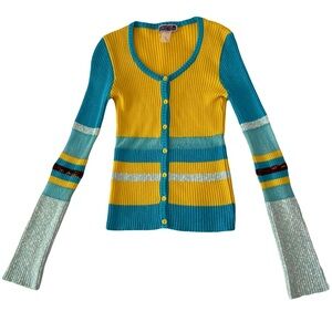 Authentic 1970s Miss Djam Paris Top Knit Preppy Mod Stripe Vintage